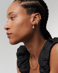 Molten Gemstone Doughnut Charm Small Hoop Earrings | 18k Gold Vermeil/Lapis