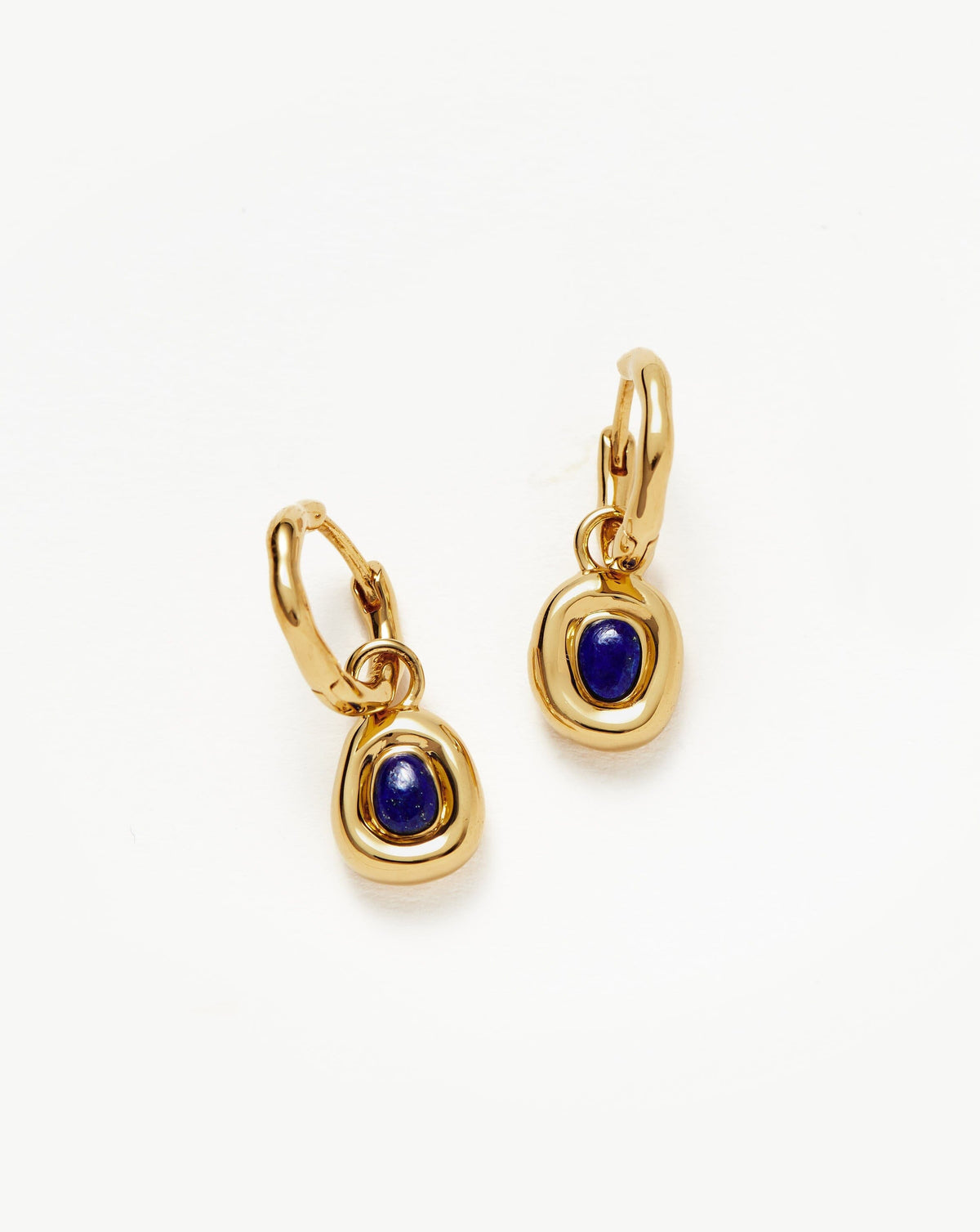 Molten Gemstone Doughnut Charm Small Hoop Earrings | 18k Gold Vermeil/Lapis