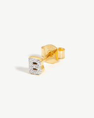 Pave Initial Single Stud Earring - Initial B | 18k Gold Vermeil/Cubic Zirconia
