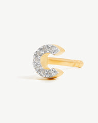 Pave Initial Single Stud Earring - Initial C | 18k Gold Vermeil/Cubic Zirconia