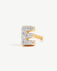 Pave Initial Single Stud Earring - Initial E | 18k Gold Vermeil/Cubic Zirconia