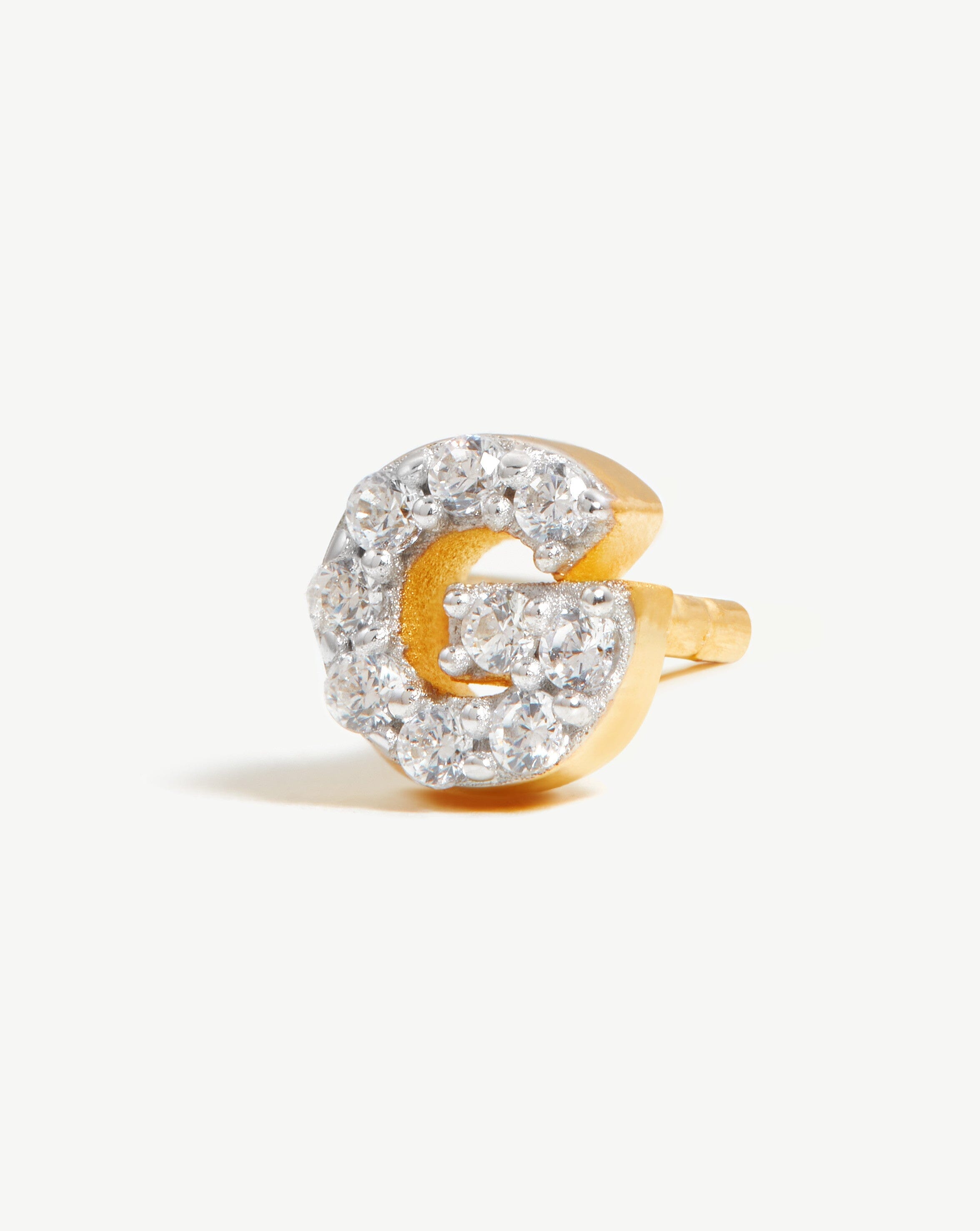 Pave Initial Single Stud Earring - Initial G | 18k Gold Vermeil/Cubic Zirconia