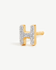 Pave Initial Single Stud Earring - Initial H | 18k Gold Vermeil/Cubic Zirconia