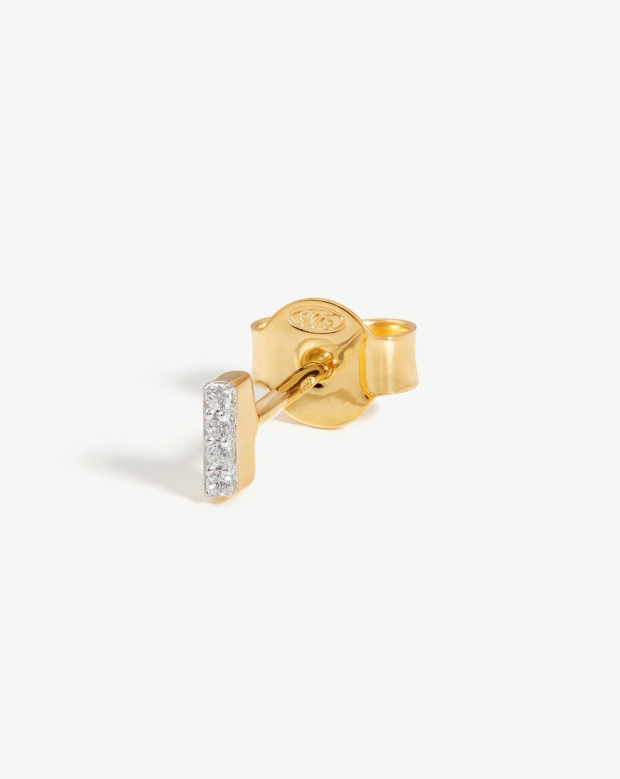 Pave Initial Single Stud Earring - Initial I | 18k Gold Vermeil/Cubic Zirconia