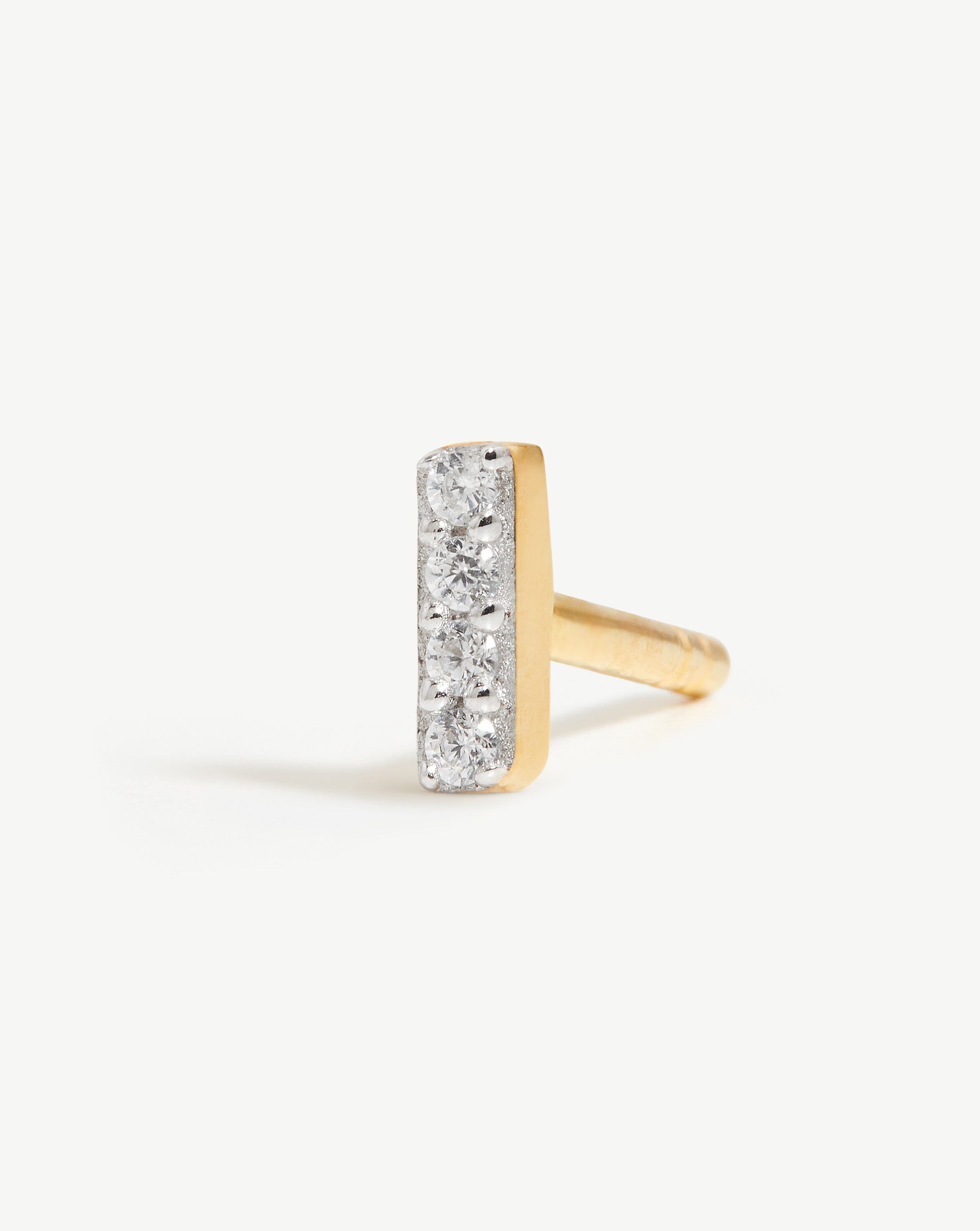 Pave Initial Single Stud Earring - Initial I | 18k Gold Vermeil/Cubic Zirconia