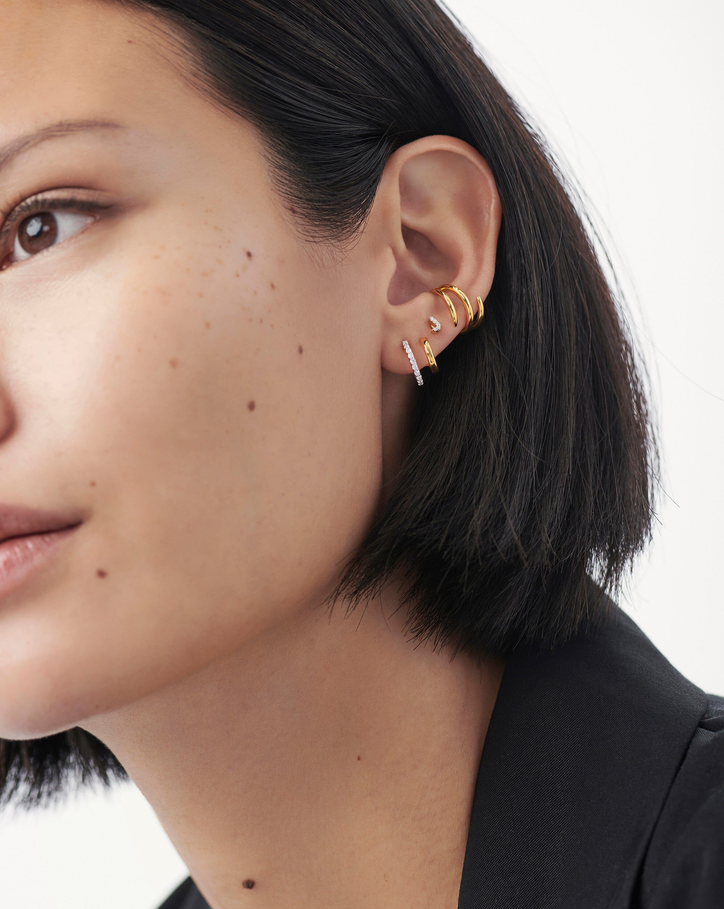 Pave Initial Single Stud Earring - Initial J | 18k Gold Vermeil/Cubic Zirconia