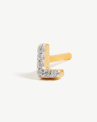 Pave Initial Single Stud Earring - Initial L | 18k Gold Vermeil/Cubic Zirconia