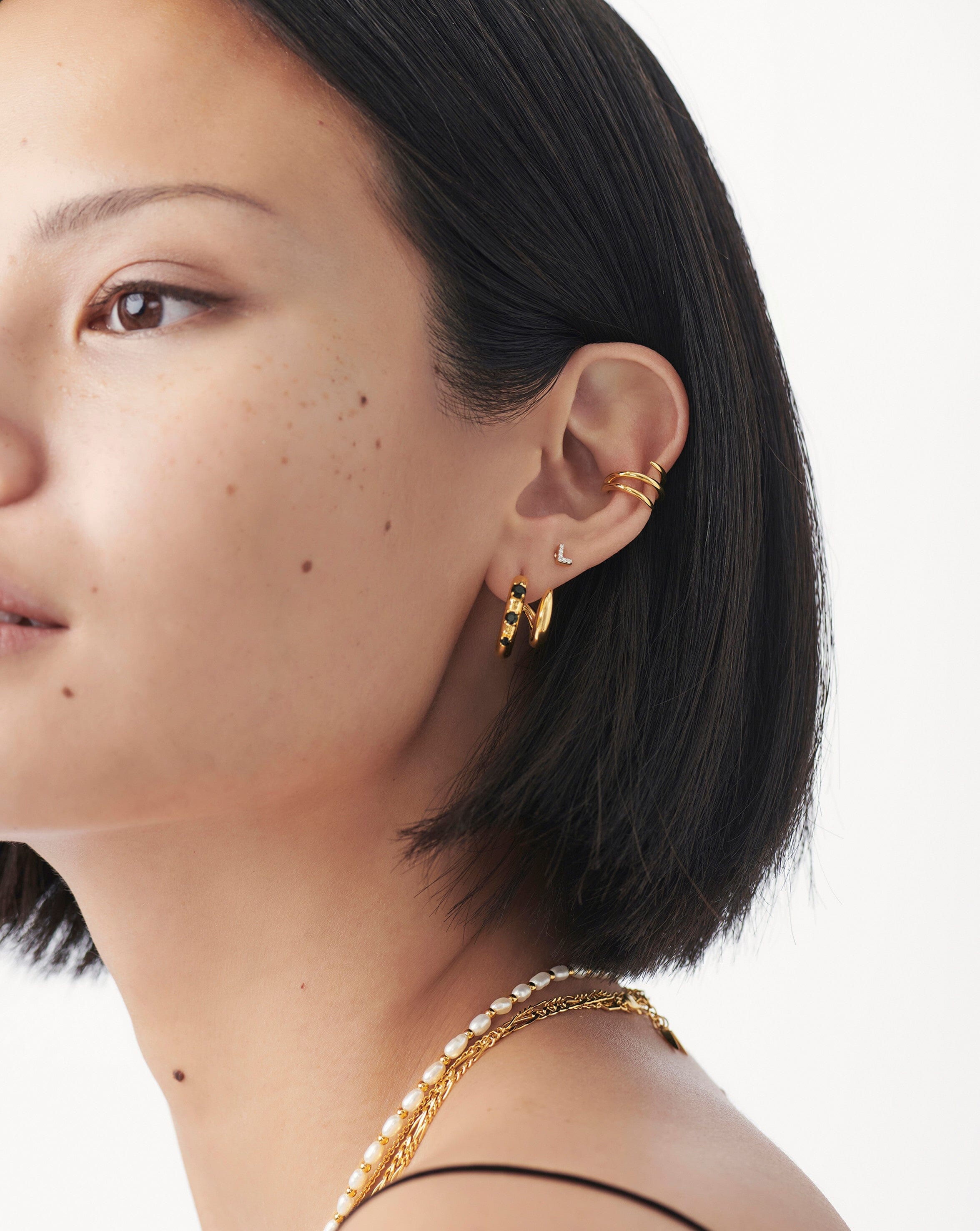 Pave Initial Single Stud Earring - Initial L | 18k Gold Vermeil/Cubic Zirconia