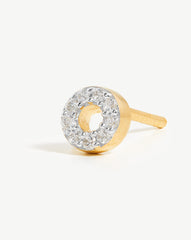 Pave Initial Single Stud Earring - Initial O | 18k Gold Vermeil/Cubic Zirconia