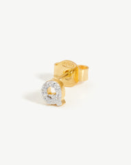 Pave Initial Single Stud Earring - Initial Q | 18k Gold Vermeil/Cubic Zirconia