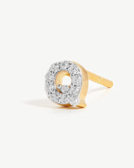 Pave Initial Single Stud Earring - Initial Q | 18k Gold Vermeil/Cubic Zirconia