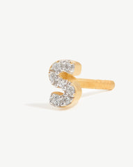 Pave Initial Single Stud Earring - Initial S | 18k Gold Vermeil/Cubic Zirconia