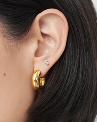 Pave Initial Single Stud Earring - Initial S | 18k Gold Vermeil/Cubic Zirconia