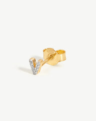 Pave Initial Single Stud Earring - Initial V | 18k Gold Vermeil/Cubic Zirconia