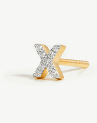 Pave Initial Single Stud Earring - Initial X | 18k Gold Vermeil/Cubic Zirconia
