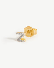 Pave Initial Single Stud Earring - Initial Z | 18k Gold Vermeil/Cubic Zirconia