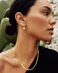 Pearl Twisted Small Drop Hoop Earrings | Gold Plated Vermeil/Pearl