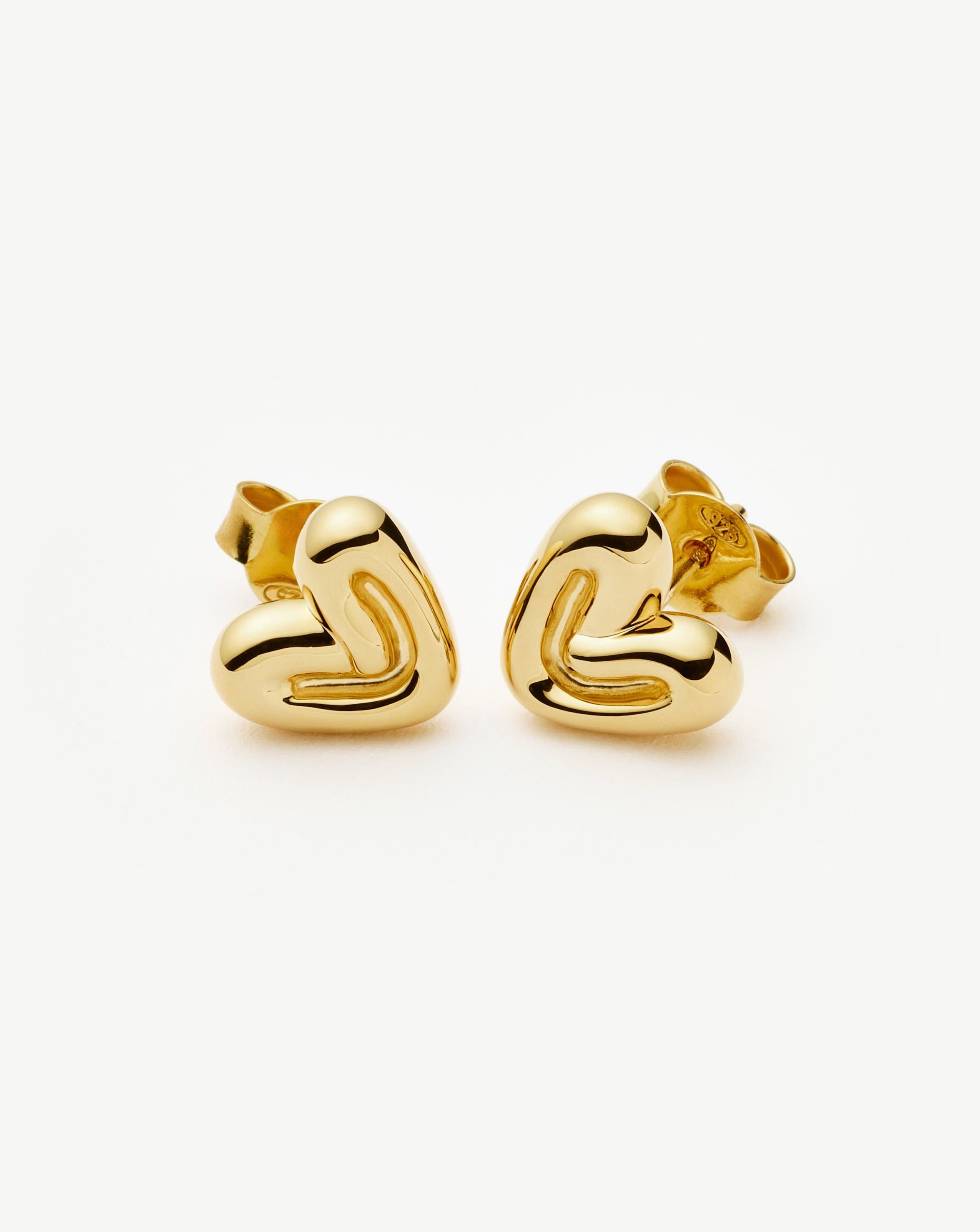 Puffy Heart Mini Stud Earrings |18k Gold Vermeil