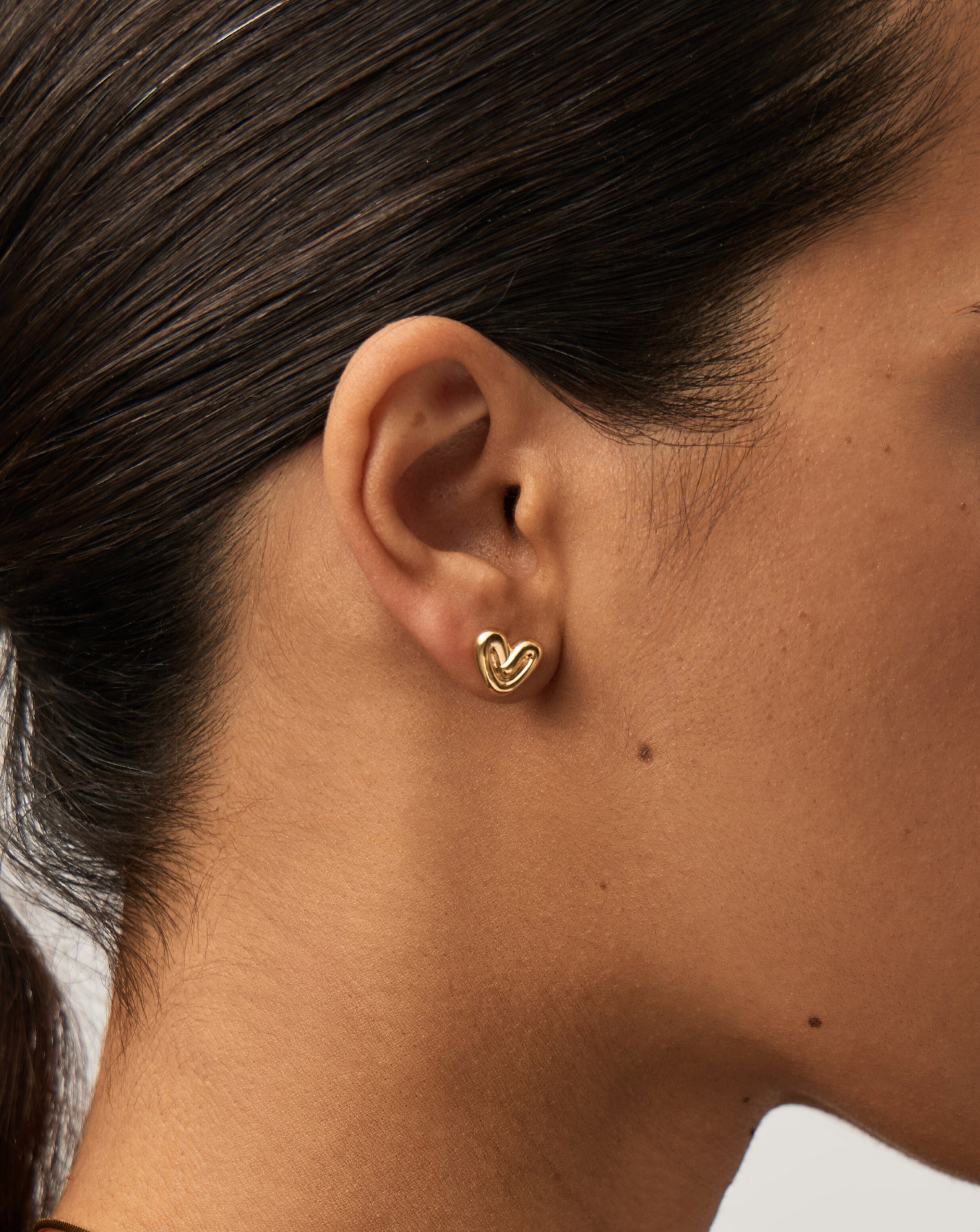 Puffy Heart Mini Stud Earrings |18k Gold Vermeil