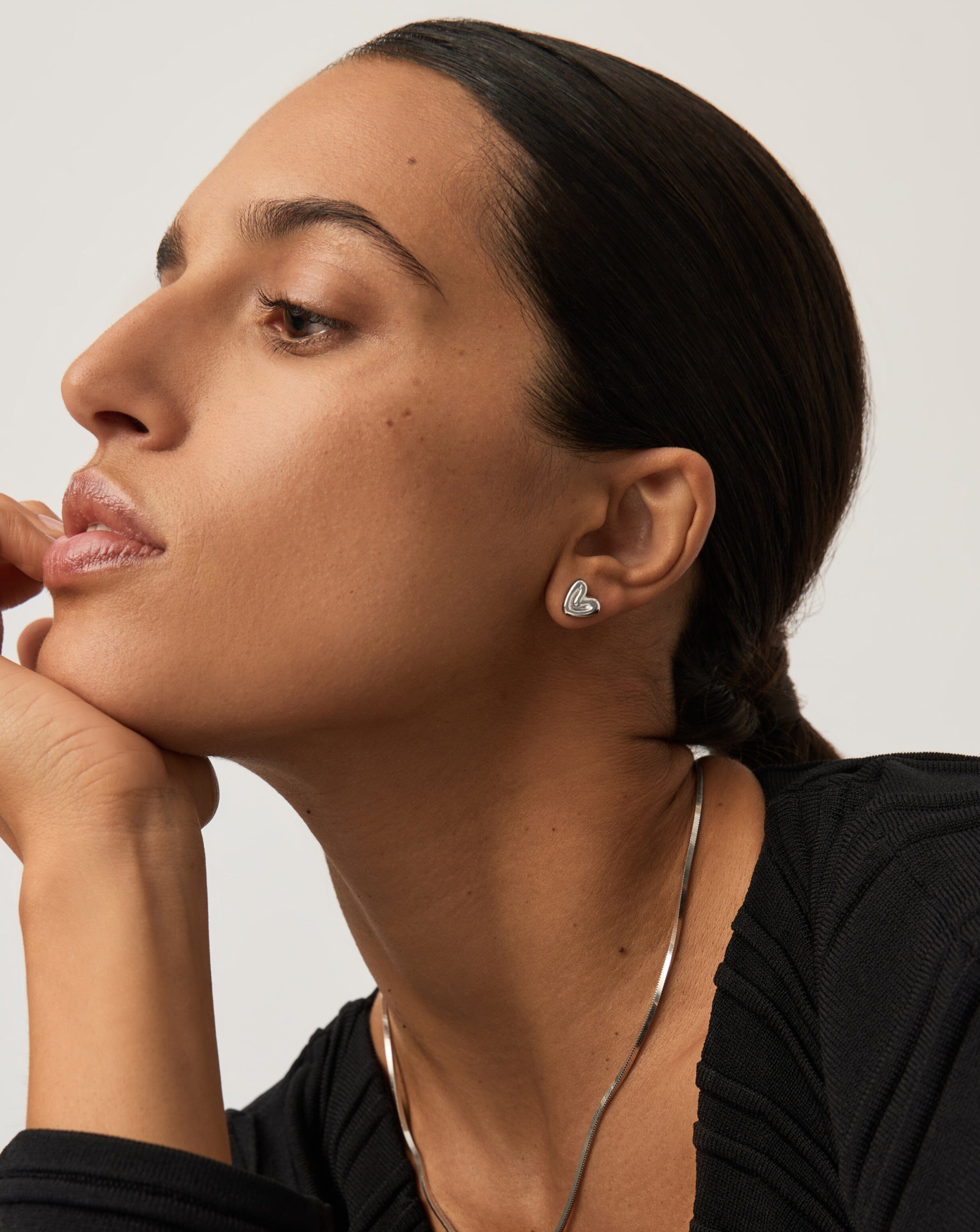 Puffy Heart Mini Stud Earrings | Sterling Silver