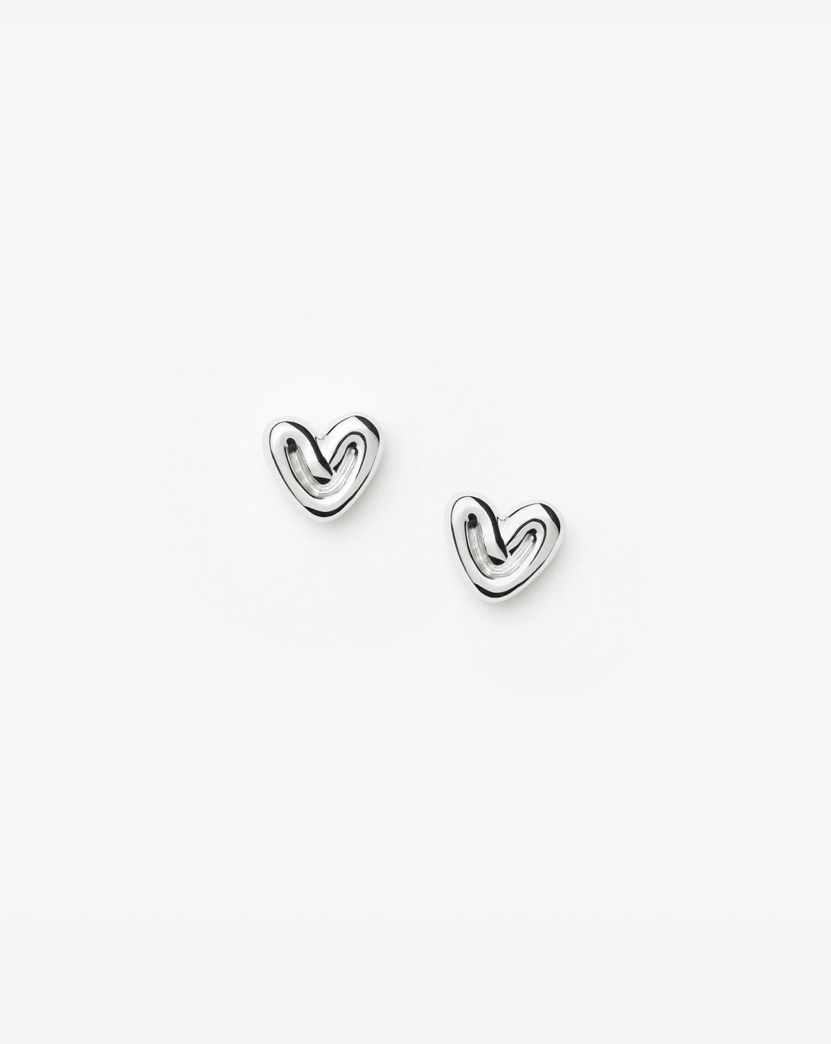 Puffy Heart Mini Stud Earrings | Sterling Silver