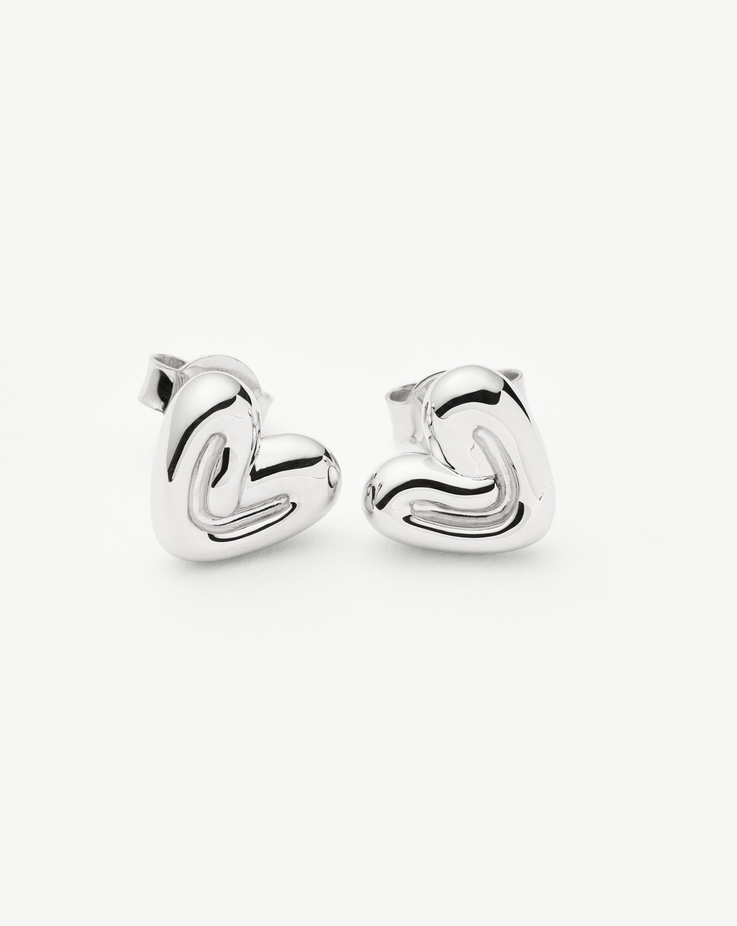 Puffy Heart Mini Stud Earrings | Sterling Silver