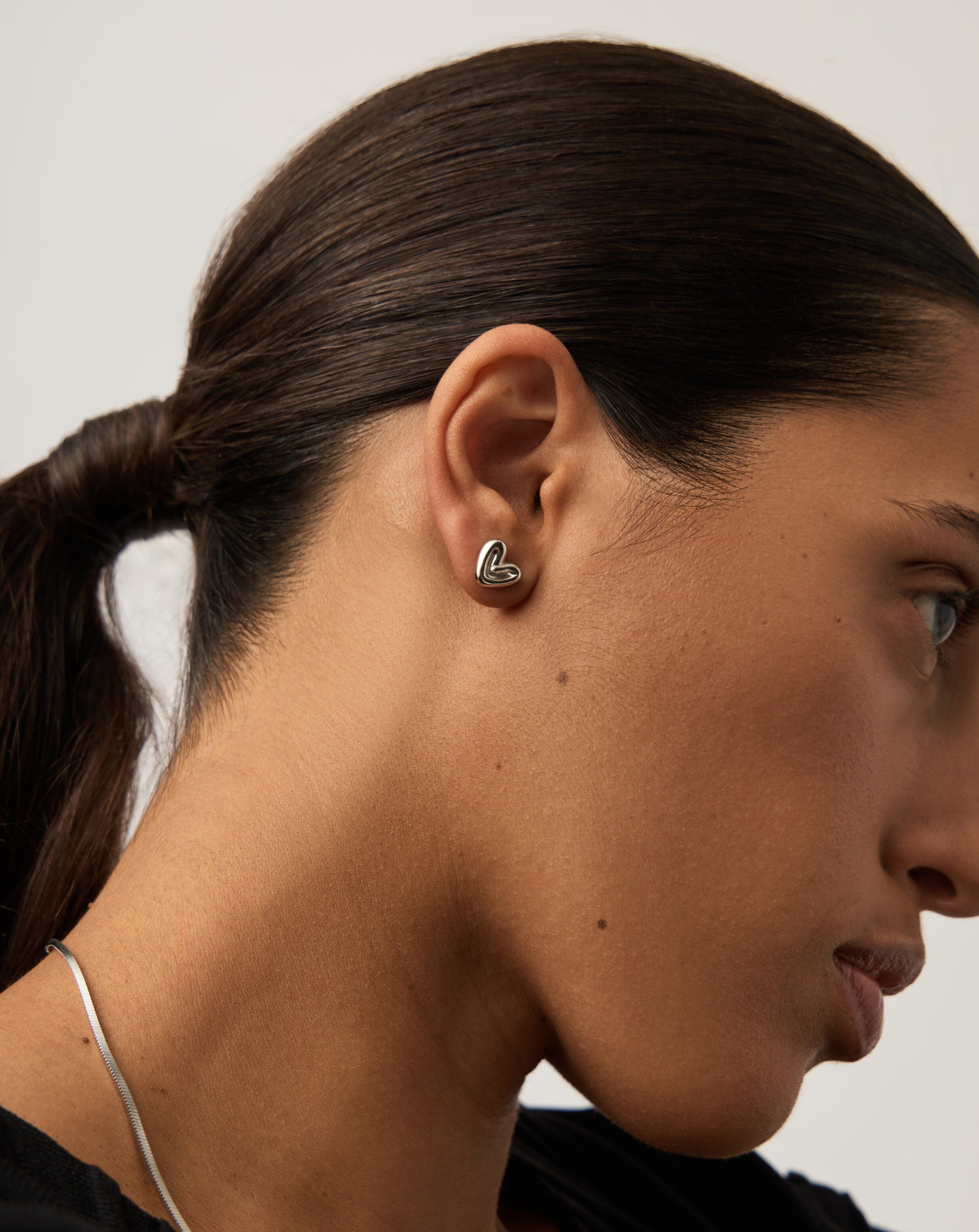 Puffy Heart Mini Stud Earrings | Sterling Silver