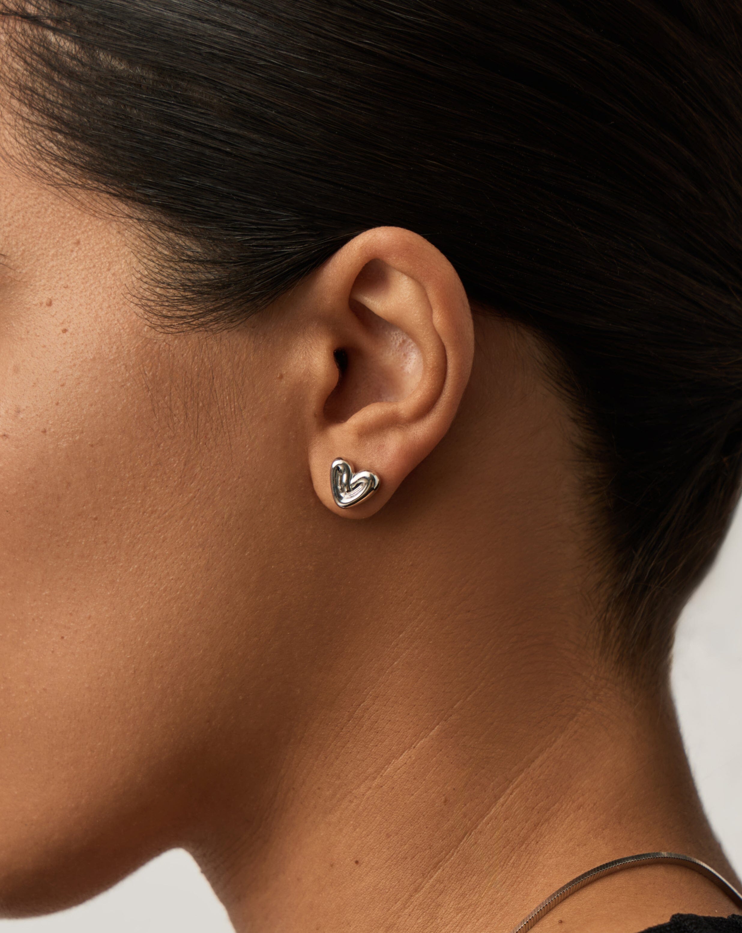 Puffy Heart Mini Stud Earrings | Sterling Silver