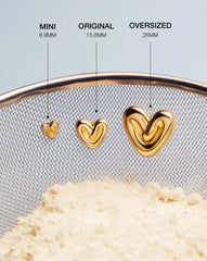 Puffy Heart Stud Earrings |18k Gold Plated