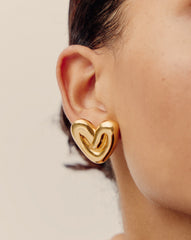 Puffy Heart Oversized Stud Earrings |18k Gold Plated