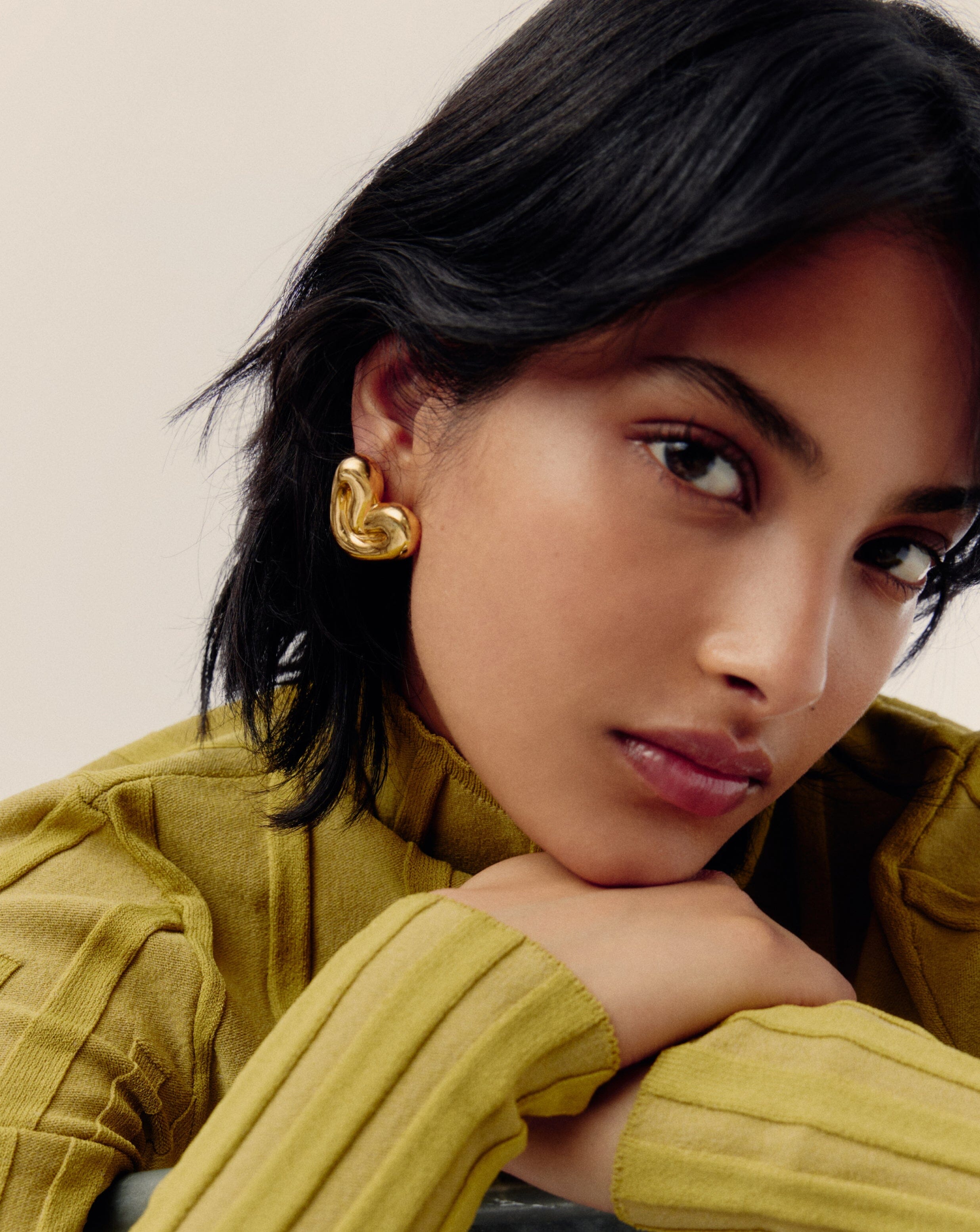 Puffy Heart Oversized Stud Earrings |18k Gold Plated