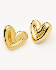 Puffy Heart Oversized Stud Earrings |18k Gold Plated