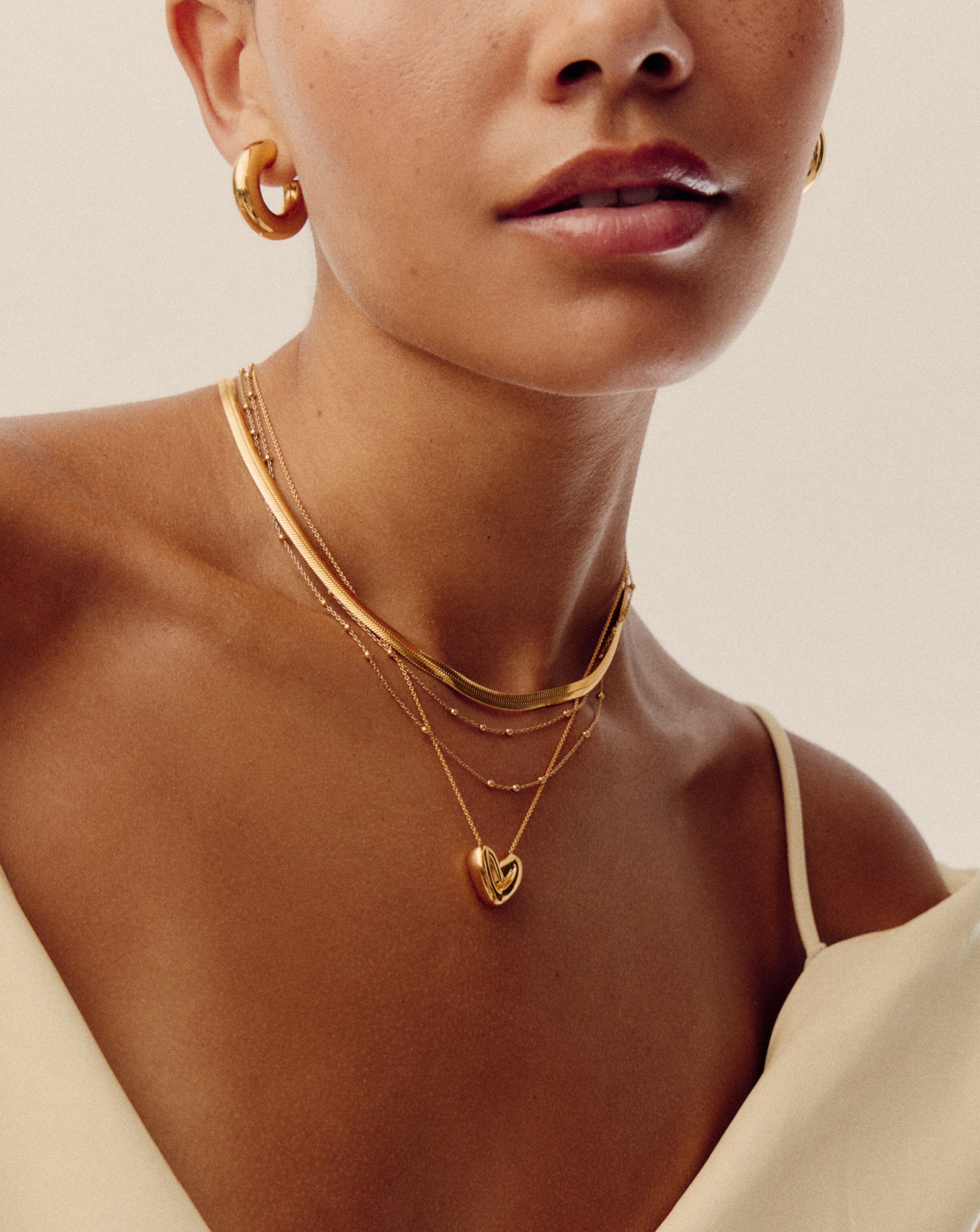 Puffy Heart Pendant Necklace |18k Gold Plated