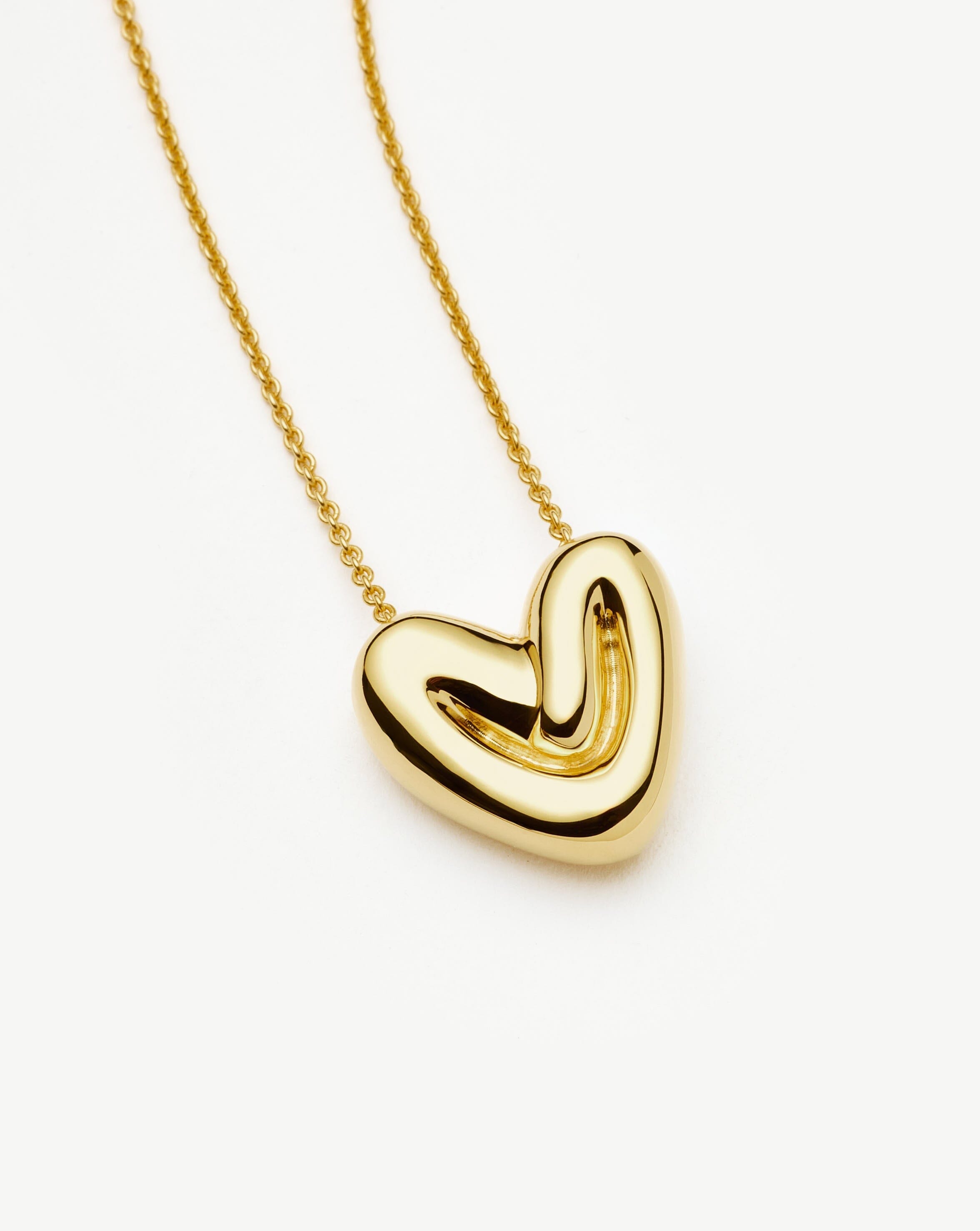 Puffy Heart Pendant Necklace |18k Gold Plated