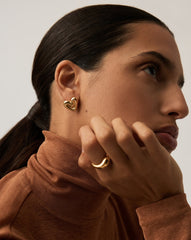 Puffy Heart Stud Earrings |18k Gold Plated