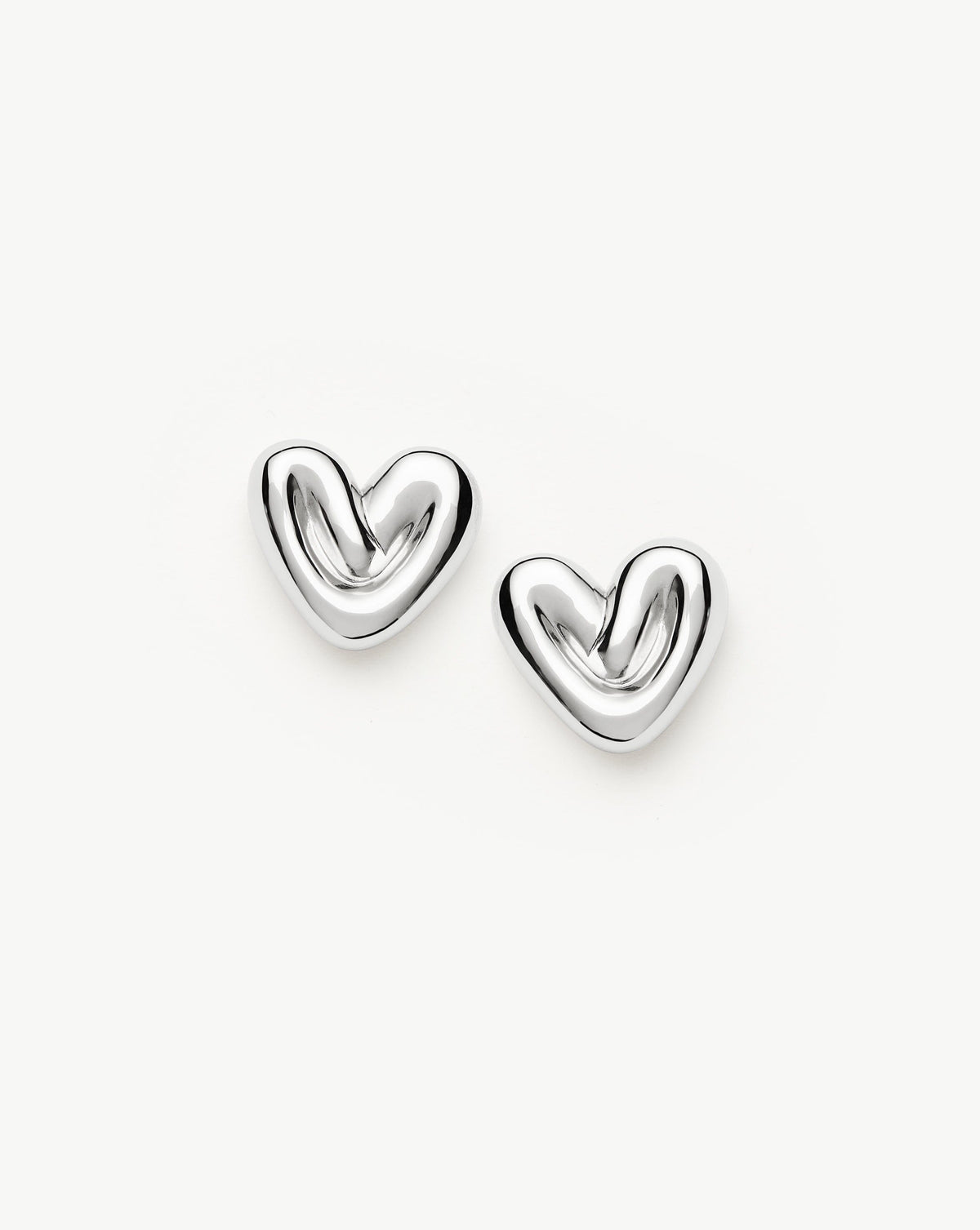 Puffy Heart Stud Earrings |Sterling Silver Plated