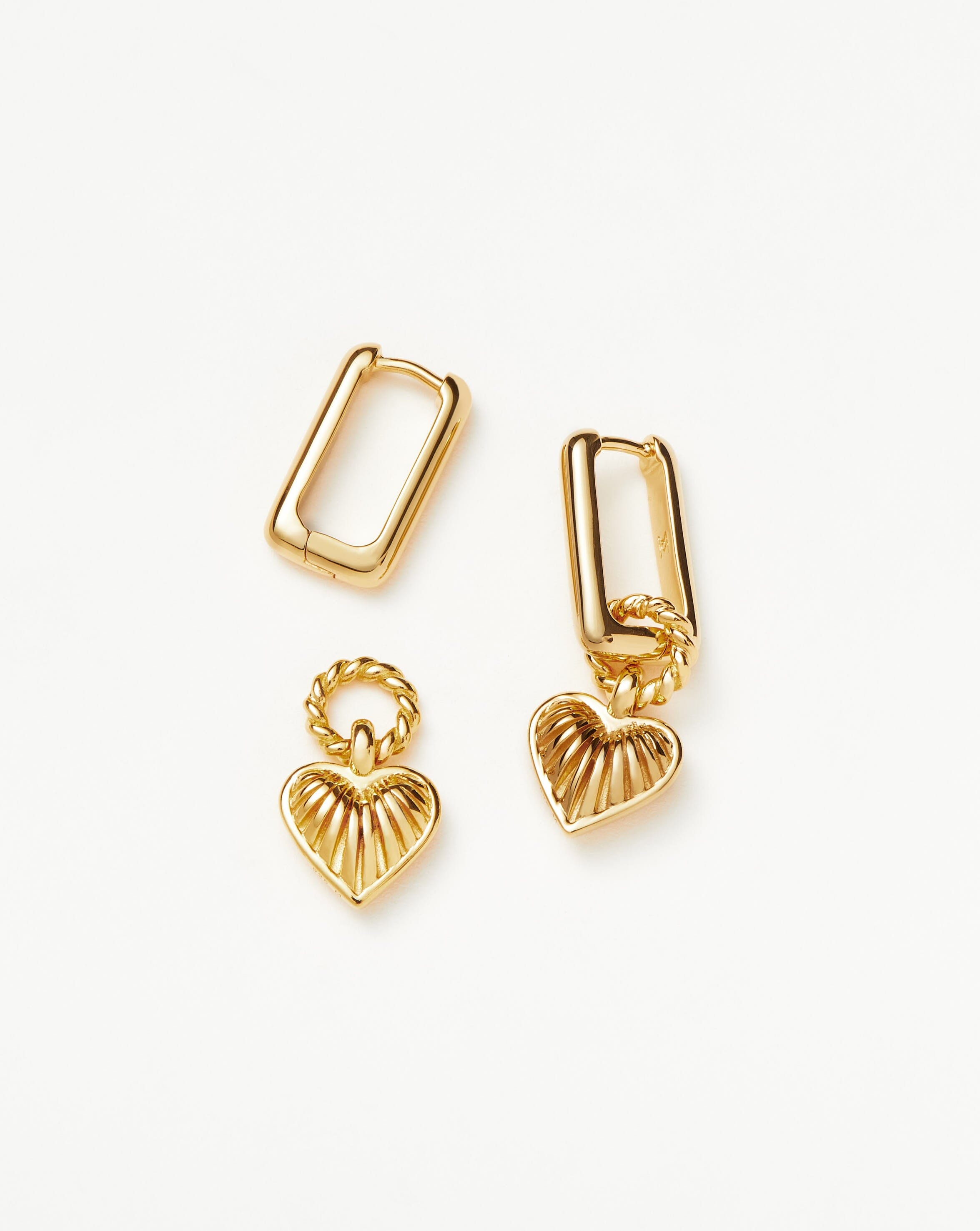 Ridge Heart Charm Earrings | 18k Gold Vermeil