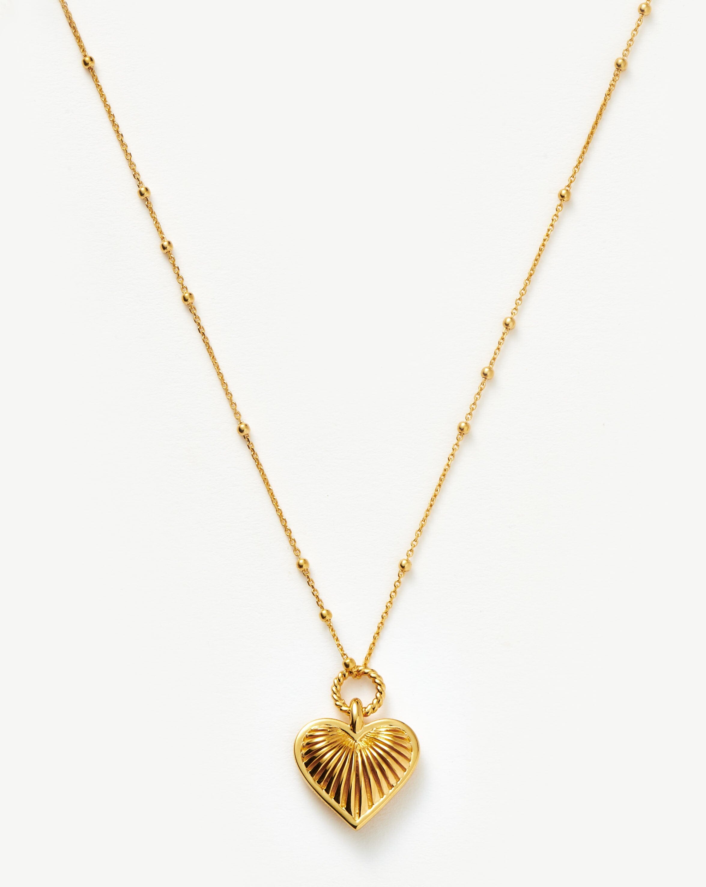 Ridge Heart Charm Pendant Necklace | 18k Gold Plated
