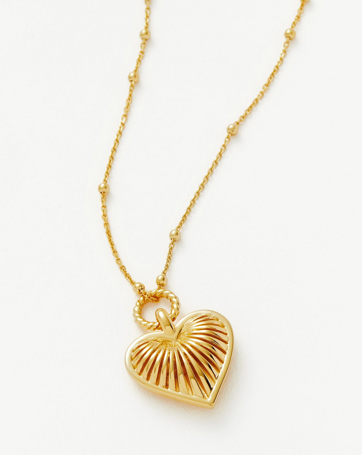 Ridge Heart Charm Pendant Necklace | 18k Gold Plated