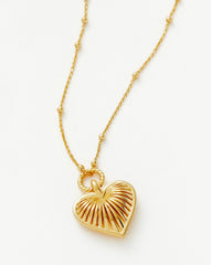 Ridge Heart Charm Pendant Necklace | 18k Gold Plated