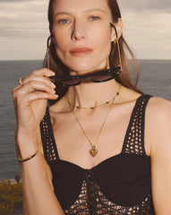 Ridge Heart Charm Pendant Necklace | 18k Gold Plated