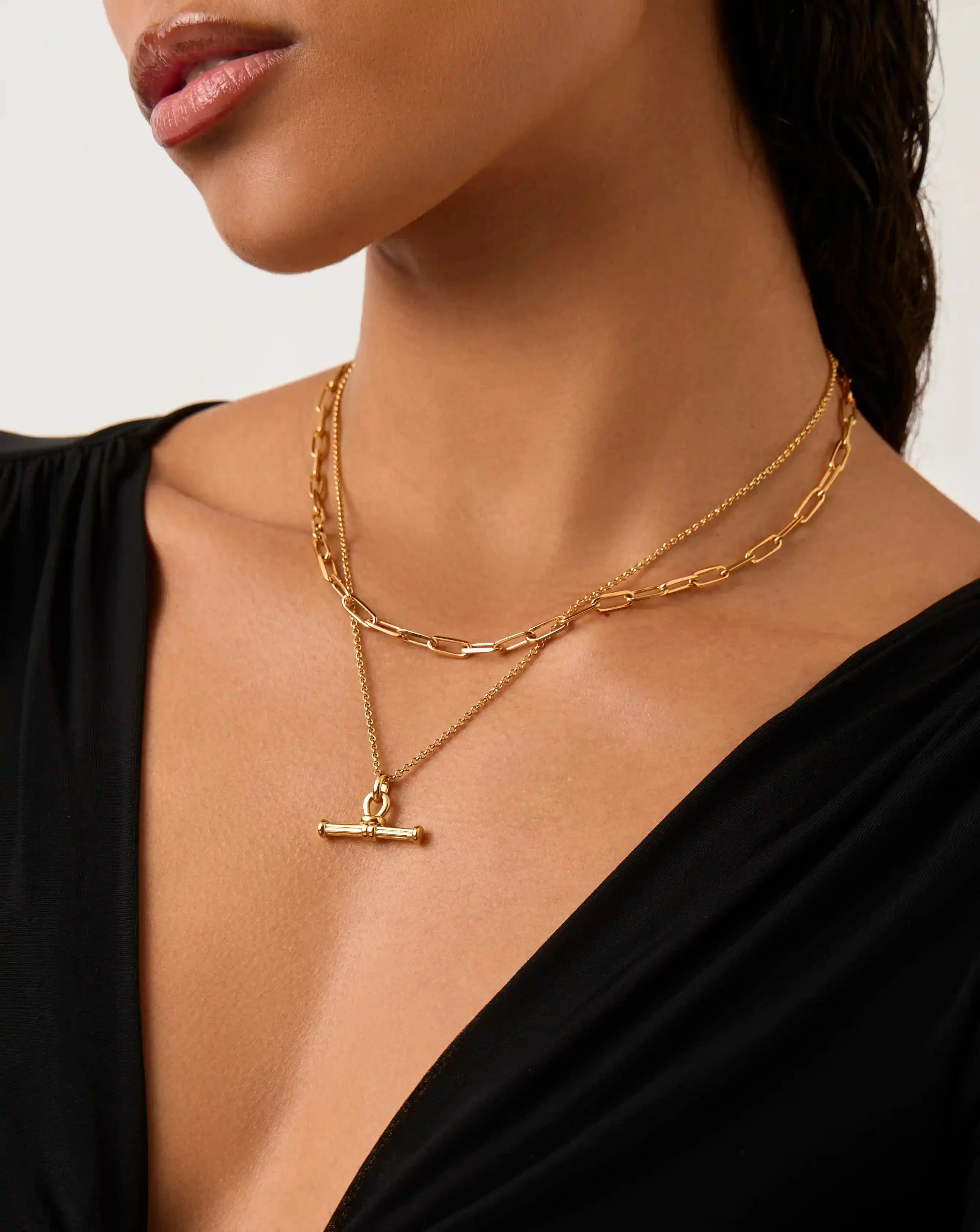 Ridge T-Bar Chain Necklace | 18ct Gold Plated
