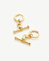 Ridge T-Bar Drop Huggies | 18ct Gold Plated