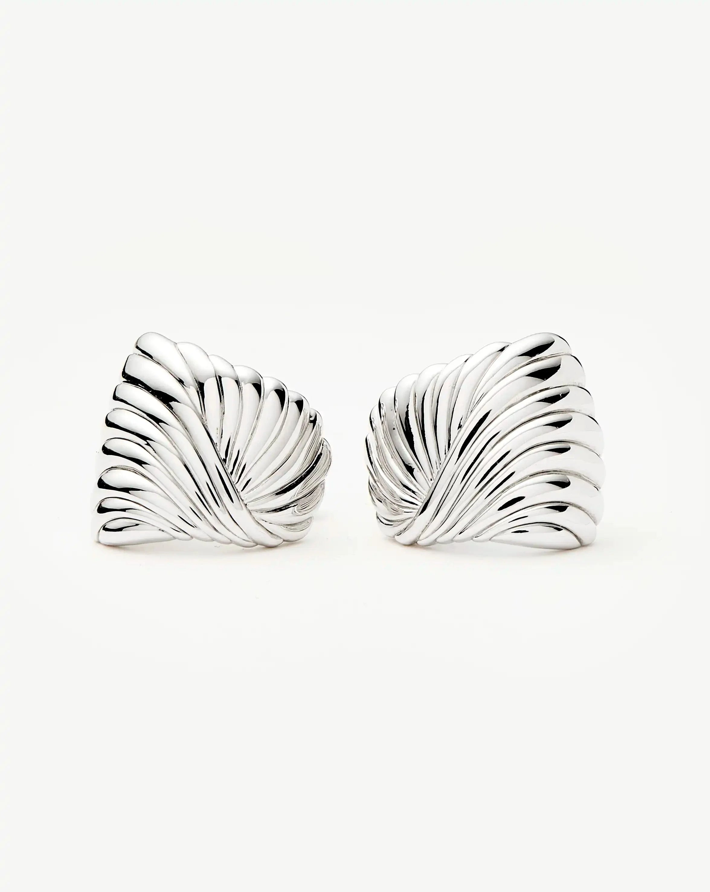 Ripple Oversized Stud Earrings | Silver Plated