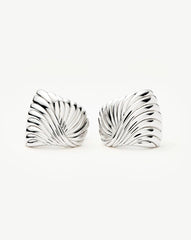 Ripple Oversized Stud Earrings | Silver Plated