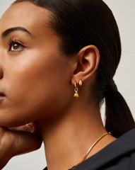Savi Ridge Droplet Charm Earrings | 18k Gold Vermeil