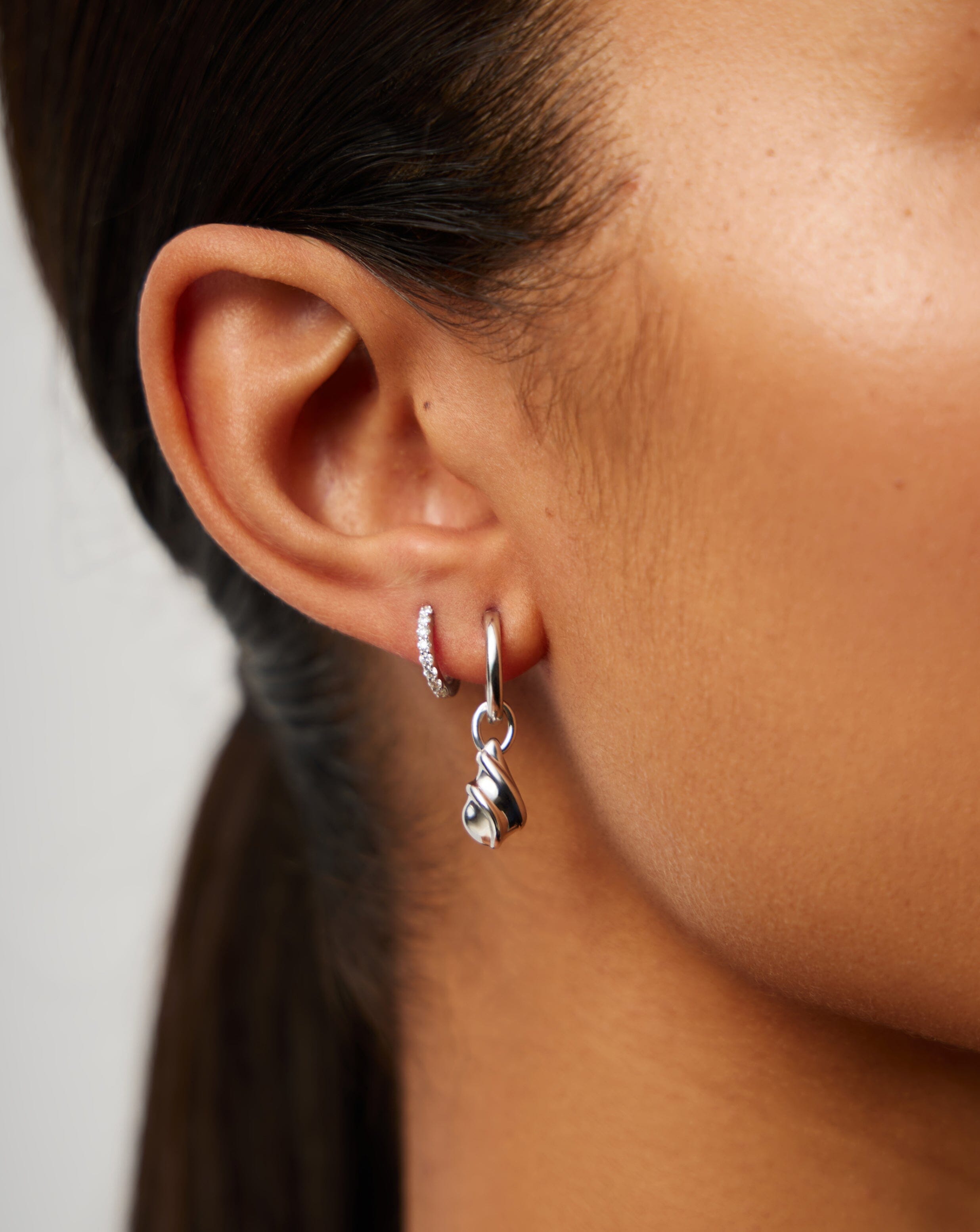 Savi Ridge Droplet Charm Earrings | Sterling Silver