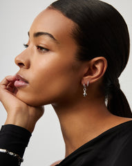 Savi Ridge Droplet Charm Earrings | Sterling Silver