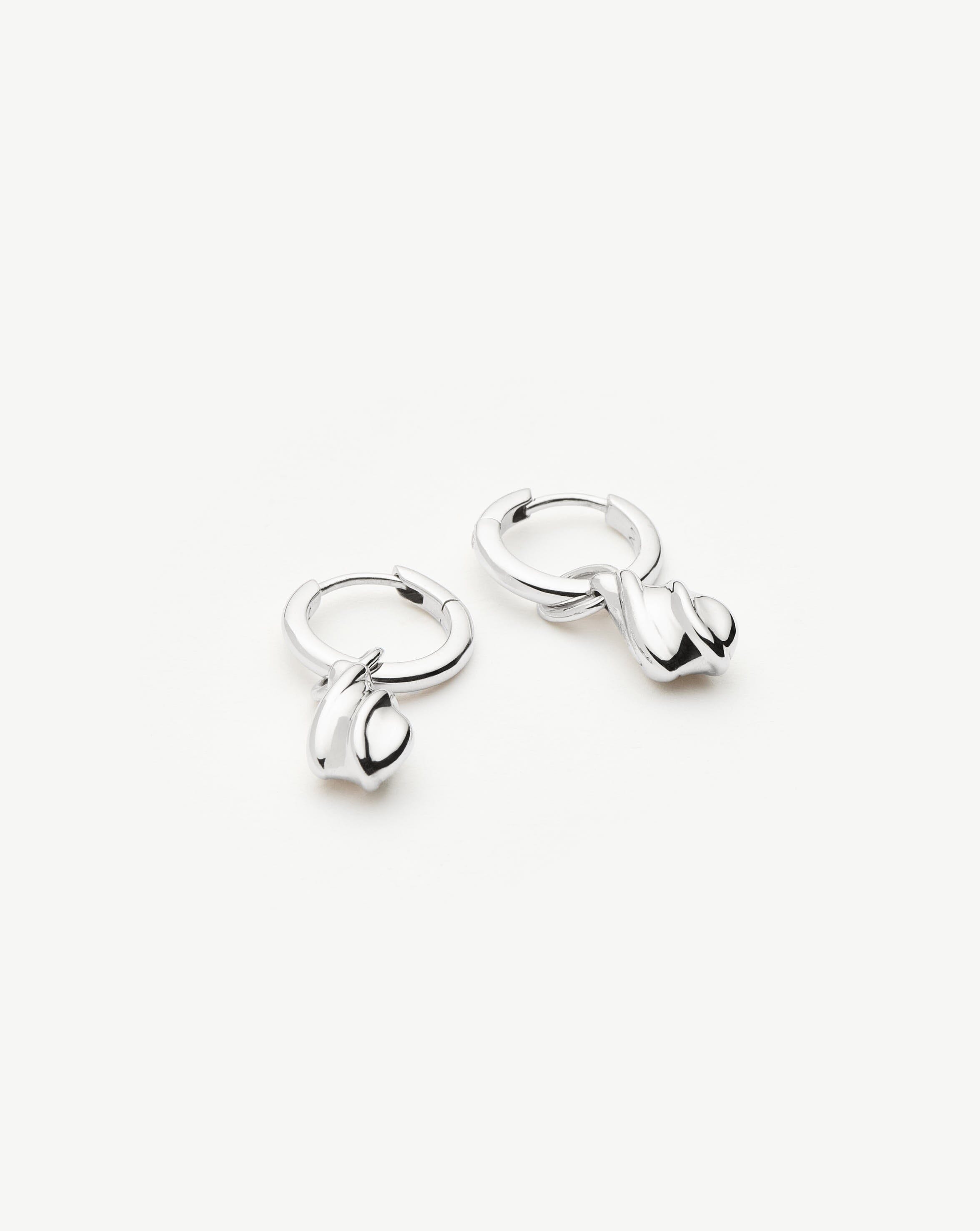 Savi Ridge Droplet Charm Earrings | Sterling Silver