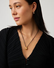 Savi Ridge Droplet Pendant Cord Necklace | 18k Gold Plated